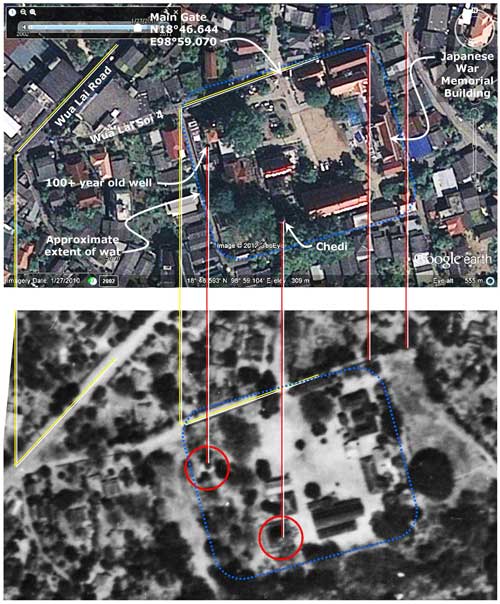 Wat Muen San aerial views 1944 & 2009