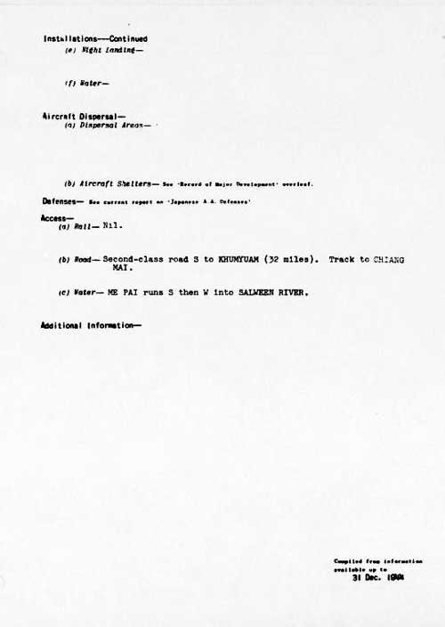 December 1944 report on Mae Hong Son continued