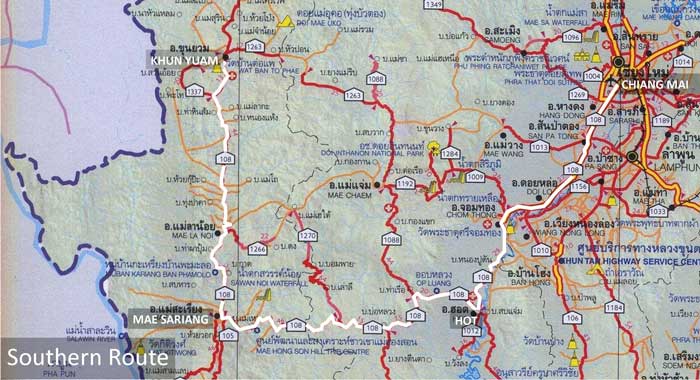 Southern Route map