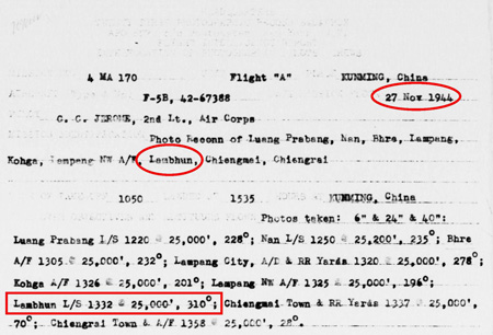 27 Nov 1944 aerial photo report on Lamphun