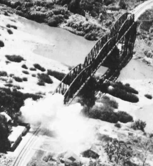 closer up of KL bridge first bombing